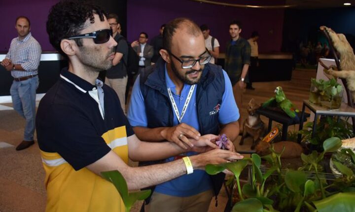 Deficientes visuais podem tocar em animais e plantas aquáticas no Bioparque Pantanal