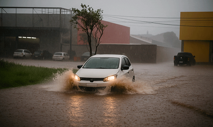 Temporal paralisa Campo Grande: alagamentos, caos e novos alertas