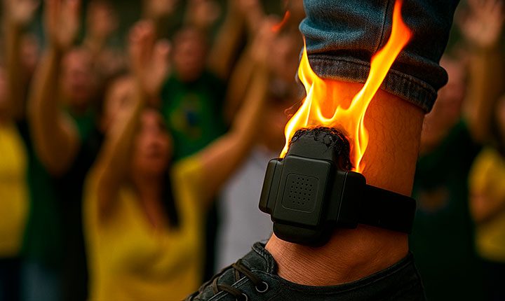 Tornozeleira queimada é símbolo do derretimento moral e político do bolsonarismo